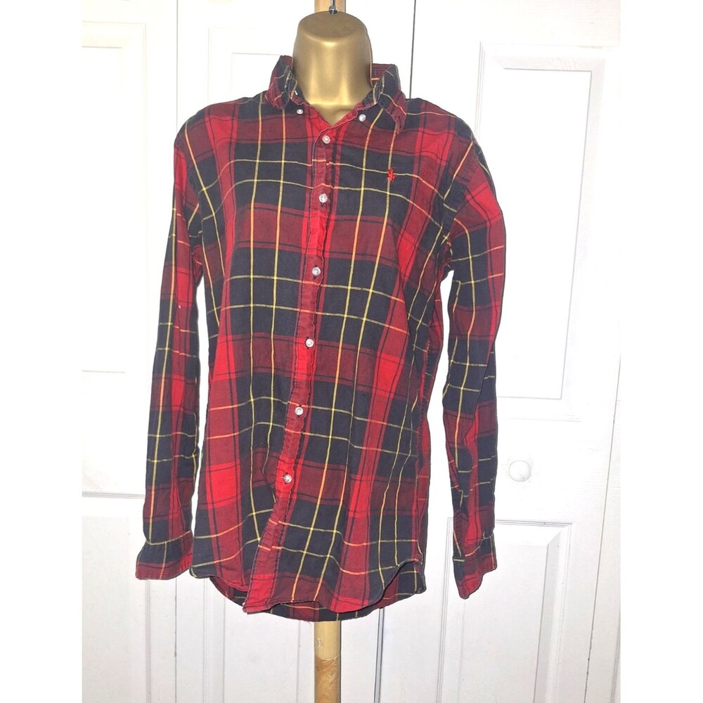 Polo Ralph Lauren Button Down Collar Men's XL Red Plaid Long Sleeve Cotton Shirt